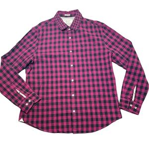 Penguin Heritage Slim Fit Men's Pink Black Plaid Checkered Shirt Long Sleeves XL